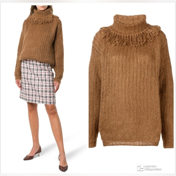 Miu Miu Brown mohair-blend turtleneck sweater tobacco NWT - Picture 1 of 8